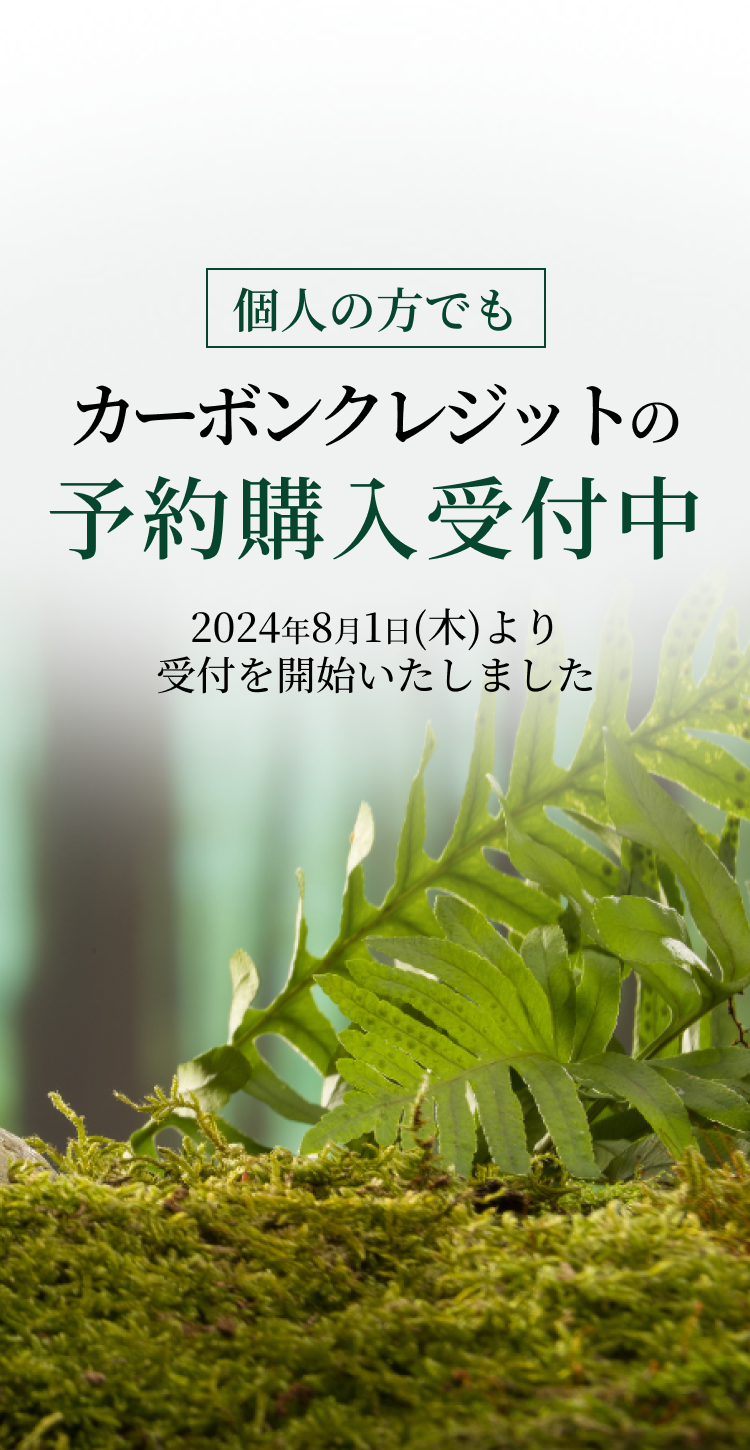 個人の方でもカーボンクレジットの予約購入受付中。2024年8月1日（木）より受付を開始いたしました。